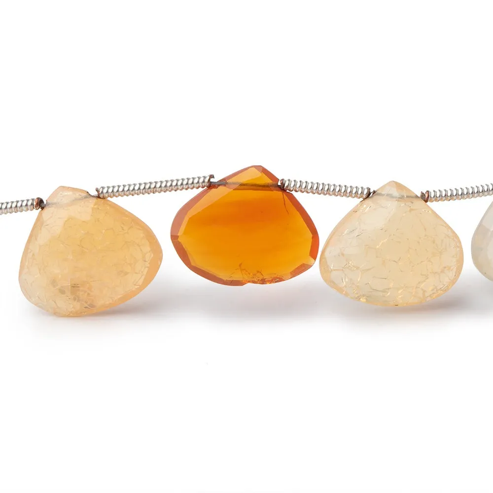 10-13mm Fire Opal Faceted Heart Beads 8 inch 12 pieces