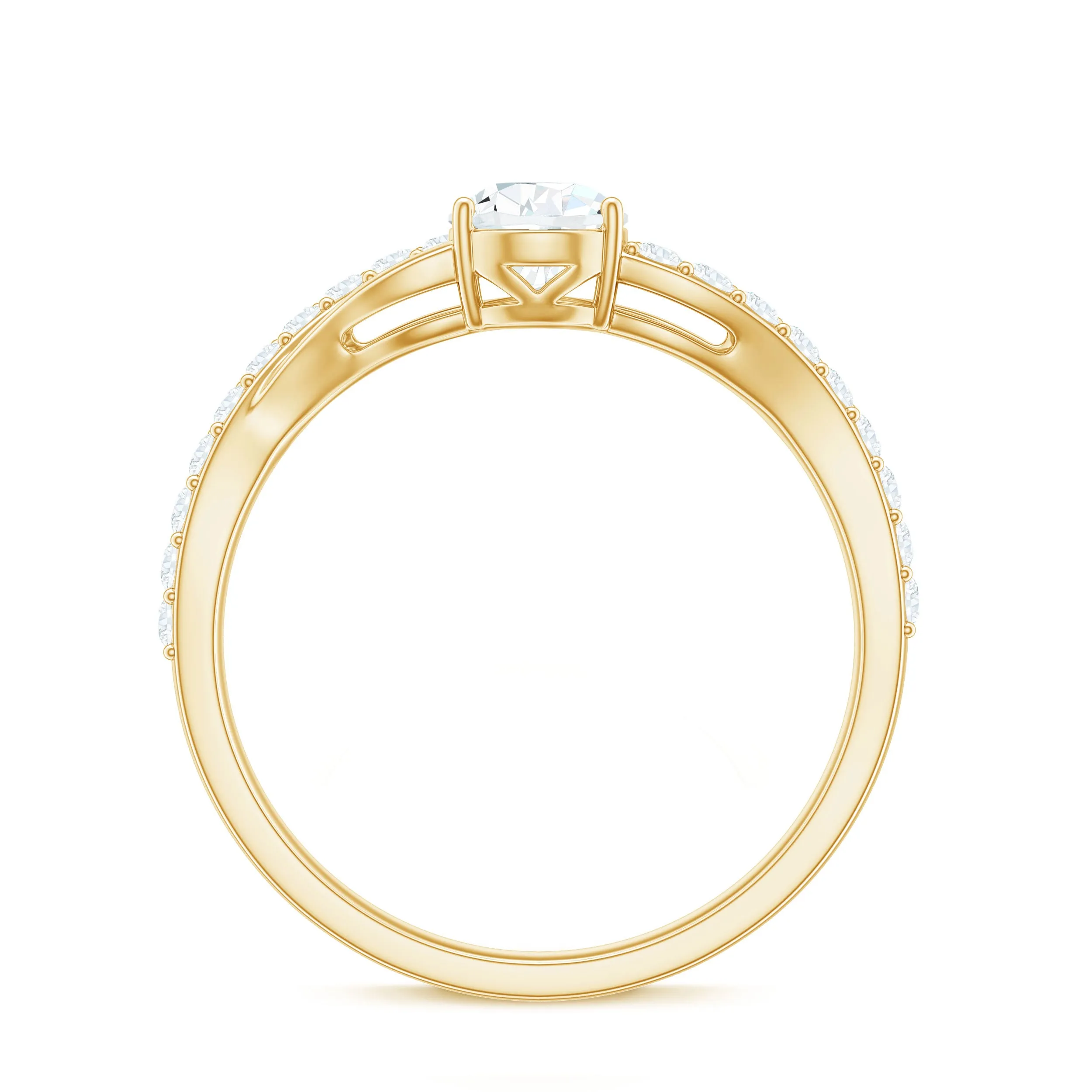 1.25 Carat Pear Cut Moissanite Split Shank Engagement Ring