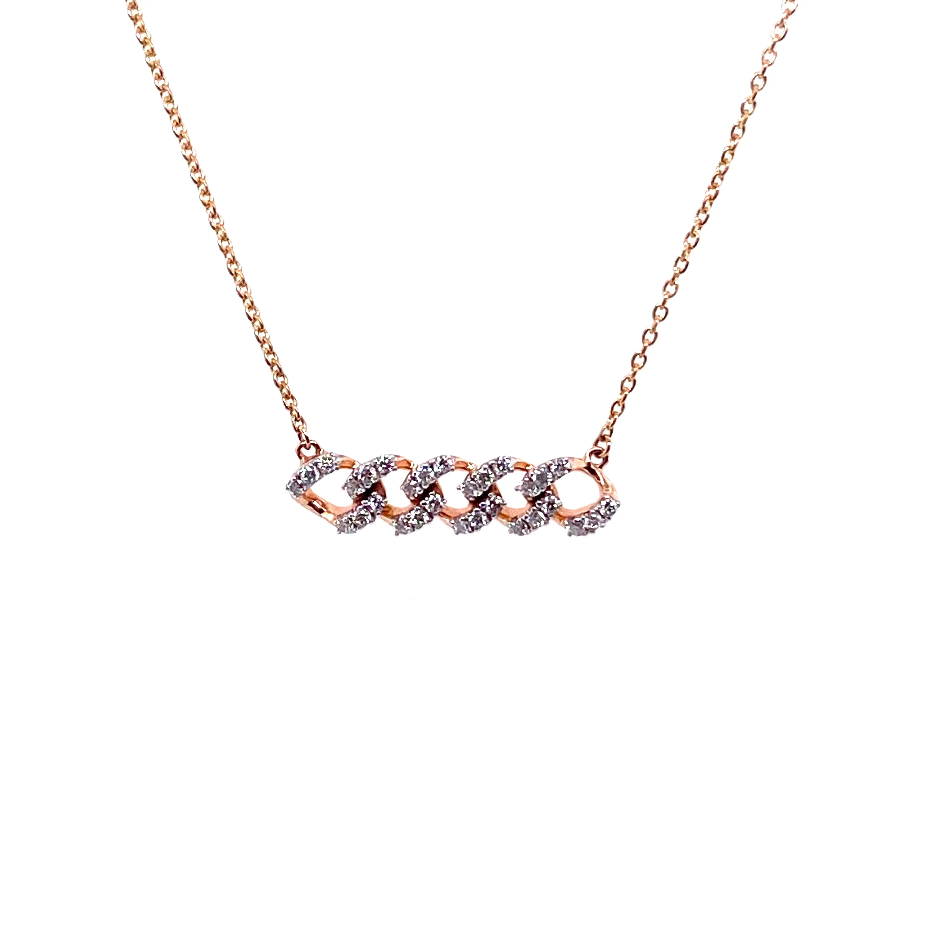 14K Rose Gold Diamond Cuban Link Necklace