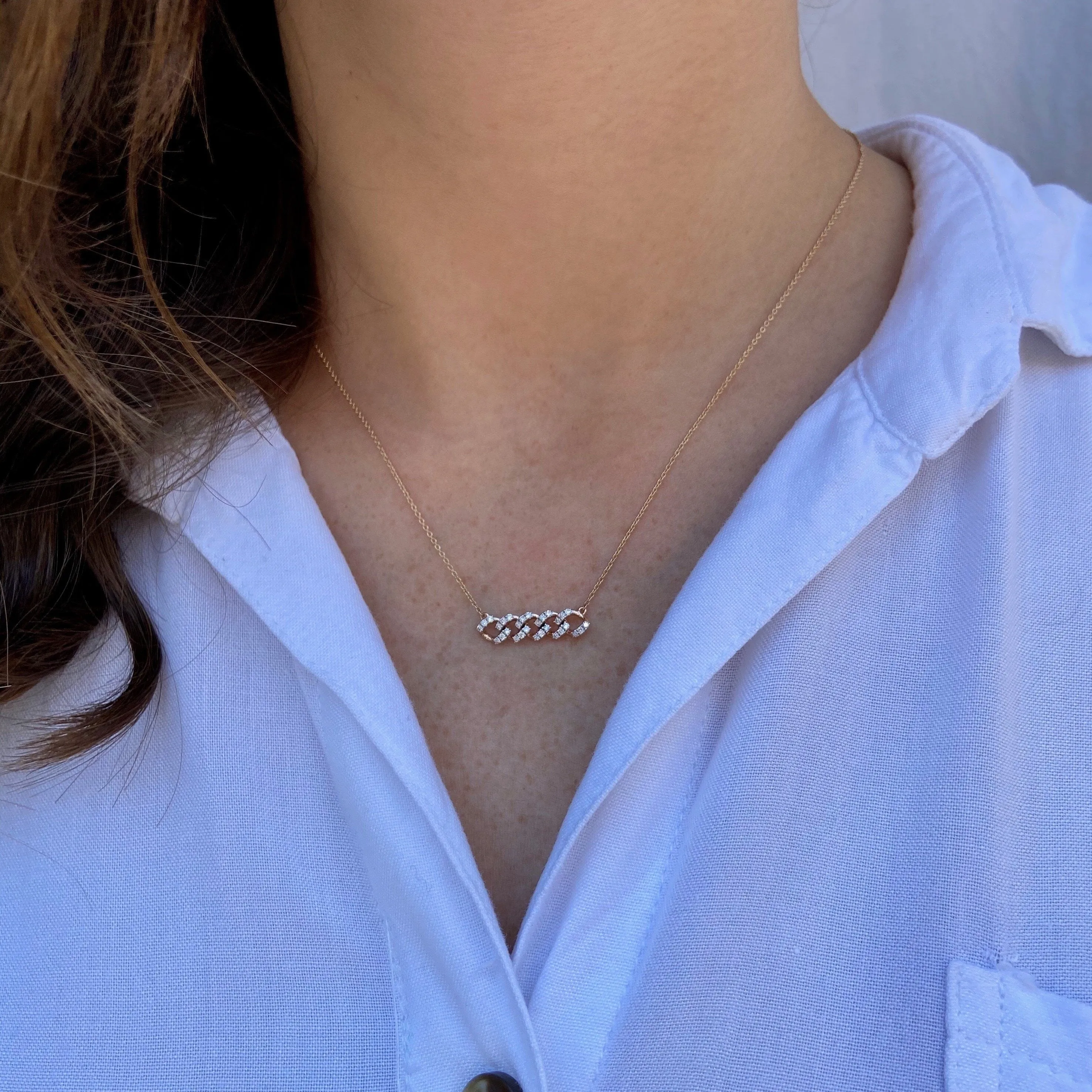 14K Rose Gold Diamond Cuban Link Necklace