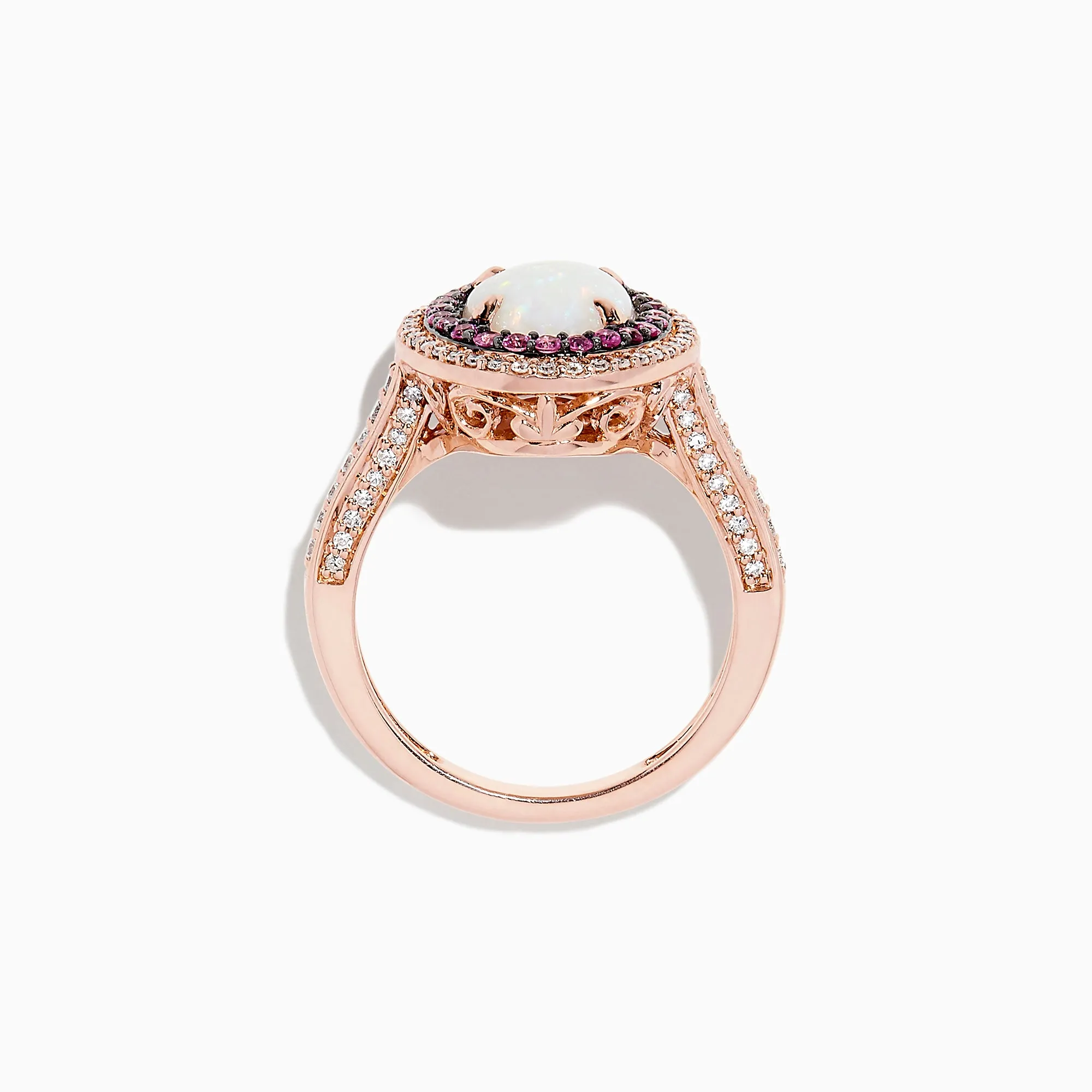 14K Rose Gold Opal, Pink Sapphire and Diamond Ring, 2.20 TCW