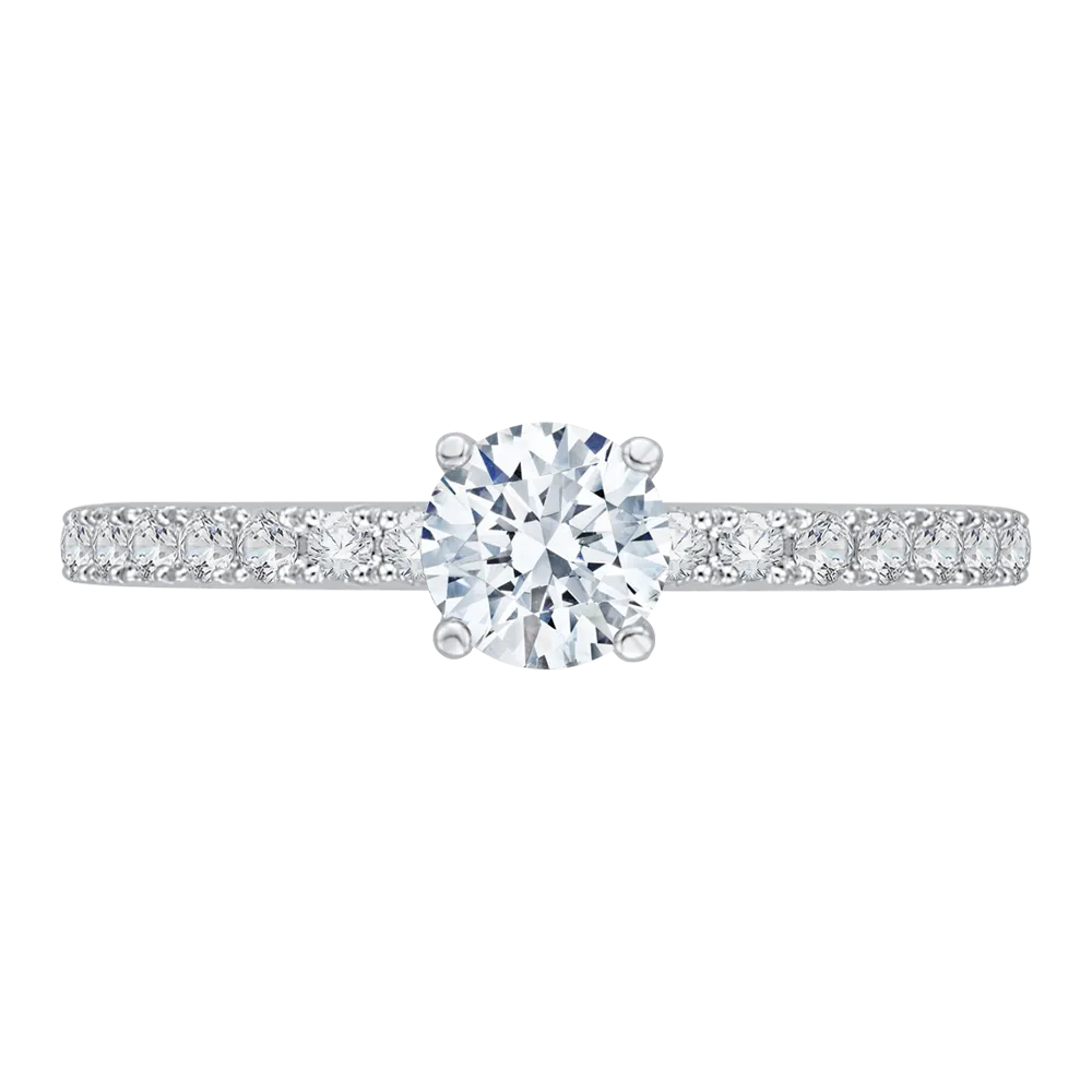 14K Two Tone Gold Round Cut Diamond Engagement Ring