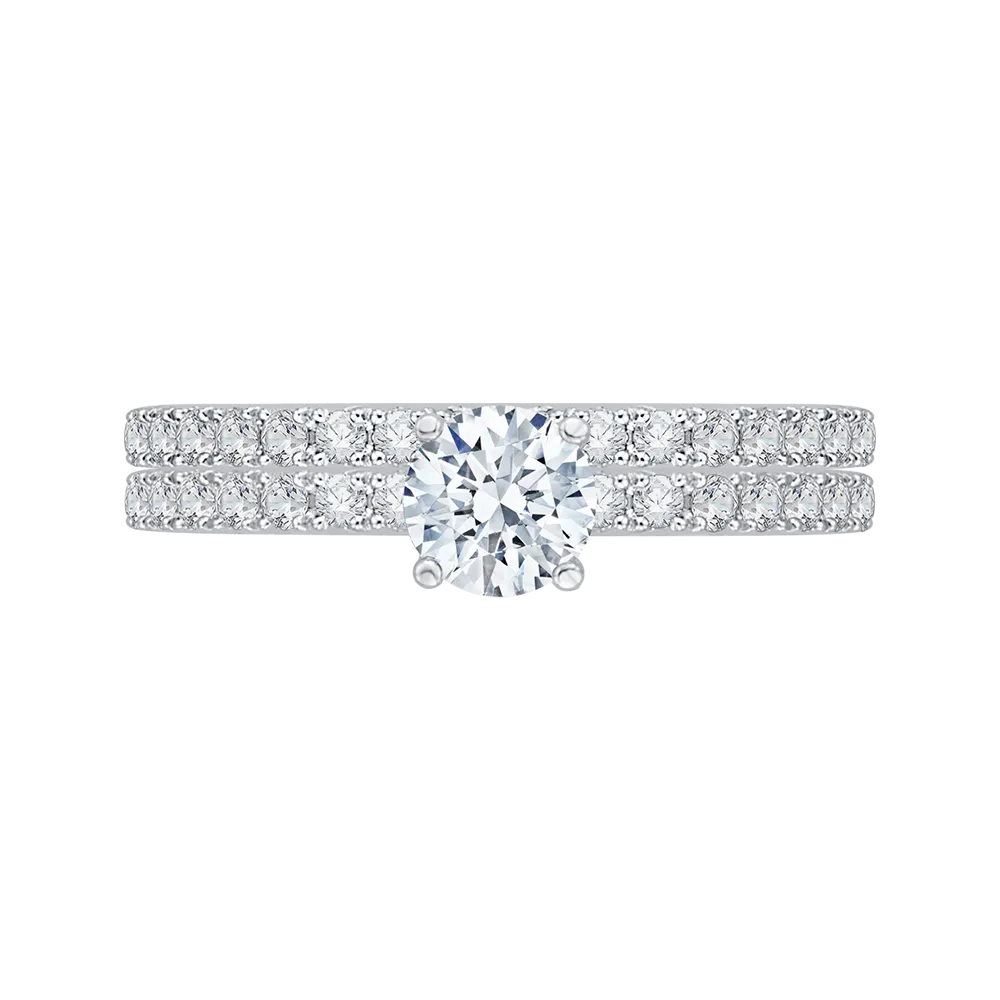 14K Two Tone Gold Round Cut Diamond Engagement Ring