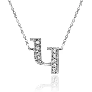 14K White Gold Armenian Initial Diamond Necklace