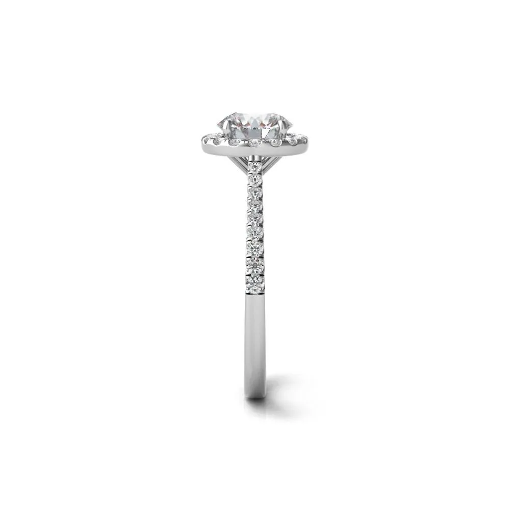 14K White Gold Diamond Halo Engagement Ring