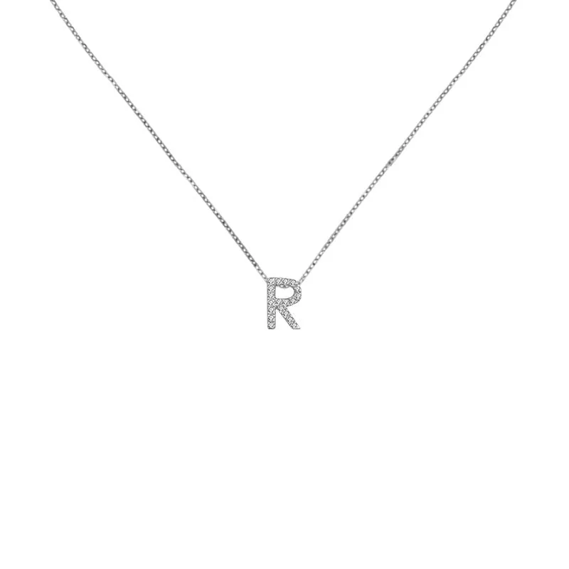 18k Gold Initial Letter "R" Diamond Pendant