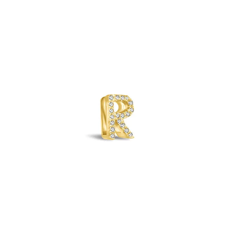 18k Gold Initial Letter "R" Diamond Pendant