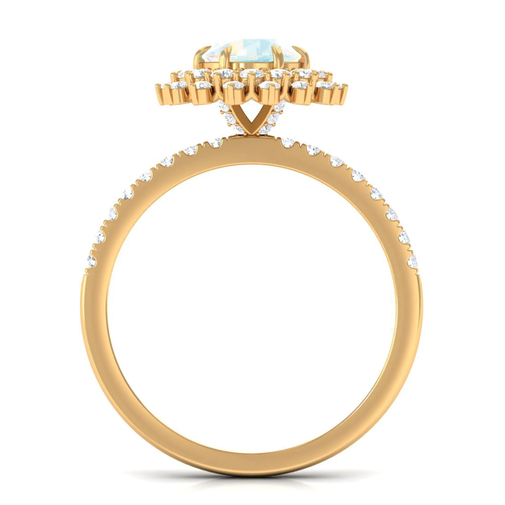 2 CT Round Ethiopian Opal Statement Engagement Ring with Moissanite