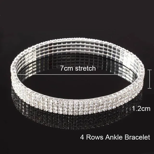 5 Sizes, Stretch Bling Anklets