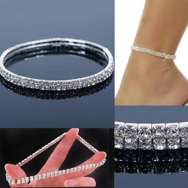 5 Sizes, Stretch Bling Anklets
