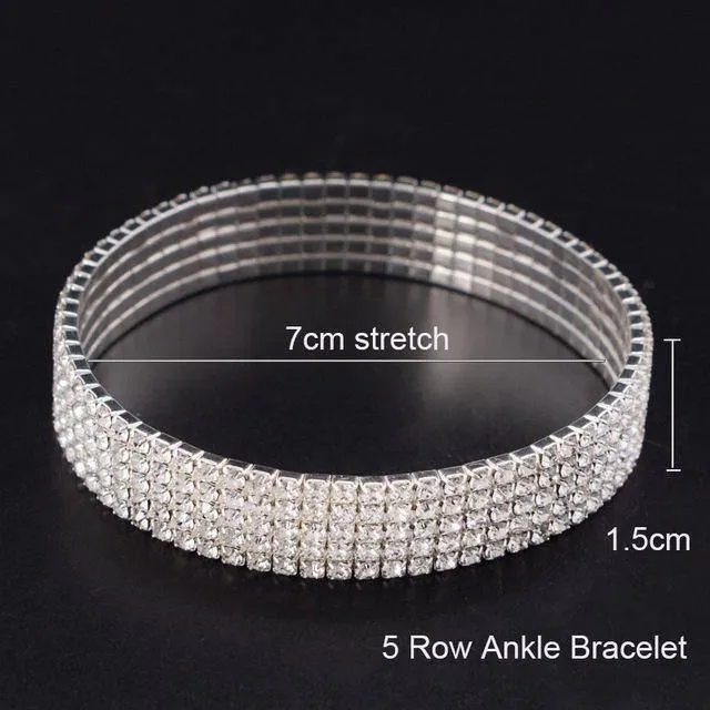 5 Sizes, Stretch Bling Anklets