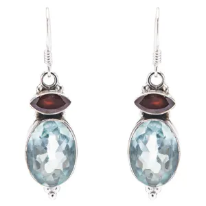 925 Sterling Silver Natural Gemstones Quartz Dangle Earrings FJSVE2097