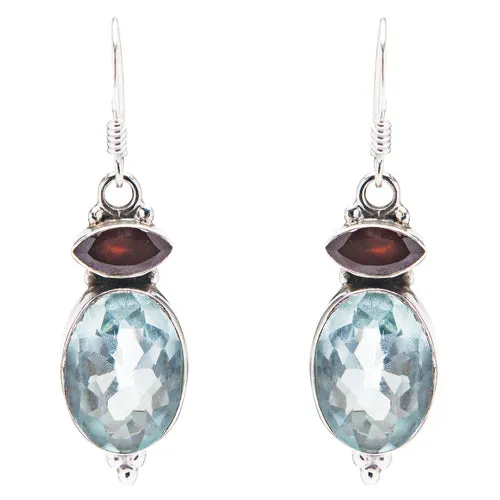 925 Sterling Silver Natural Gemstones Quartz Dangle Earrings FJSVE2097