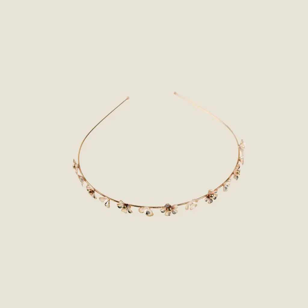 A'el Este - Amelia - Bridal Floral Headband - White & Gold