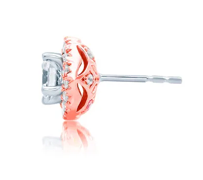 A.JAFFE ART DECO CENTER OF MY UNIVERSE ROSE GOLD DIAMOND HALO EARRINGS