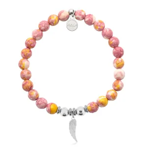 Angel Wing Cutout Charm with Lemonade Jade Charity Bracelet