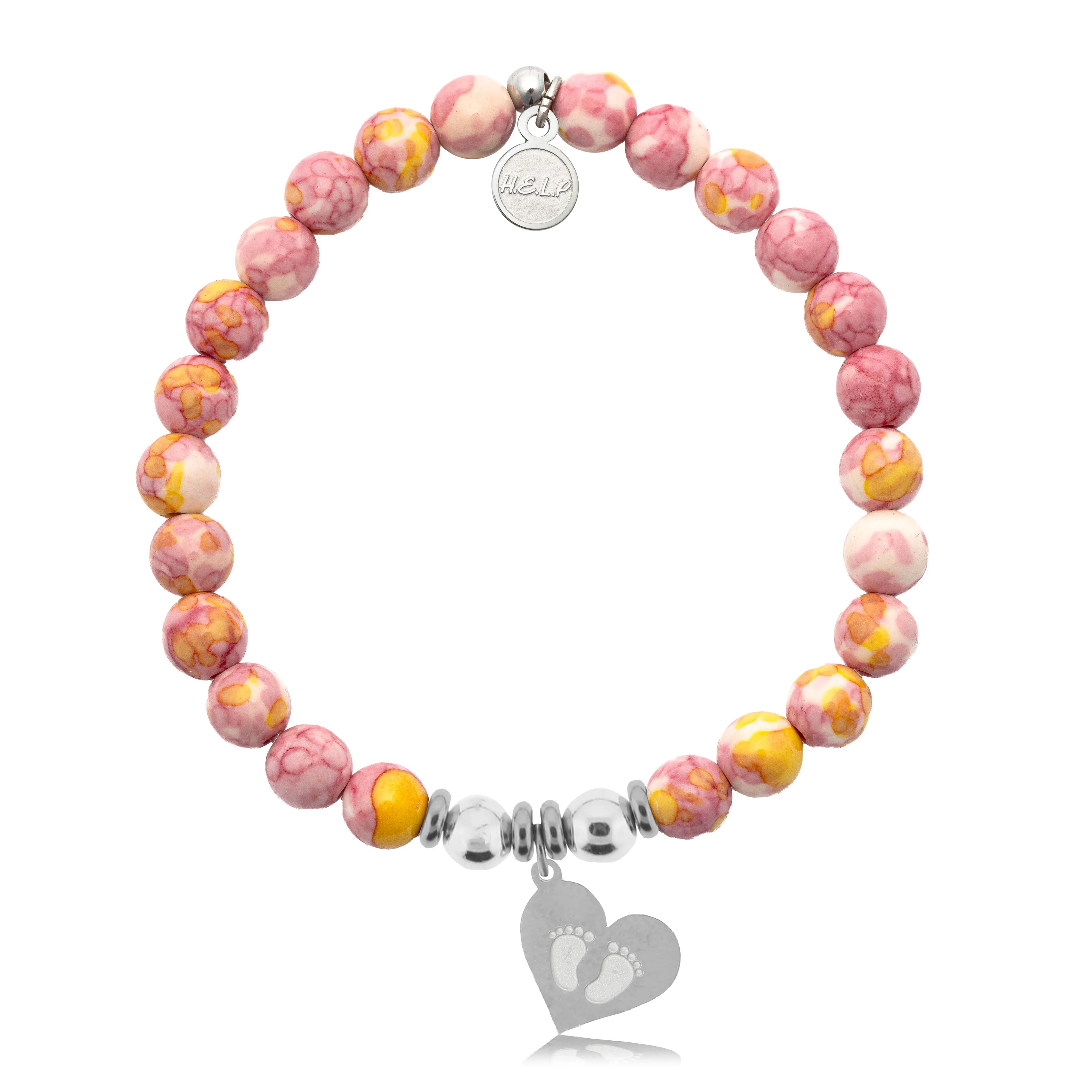 Baby Feet Charm with Lemonade Jade Charity Bracelet
