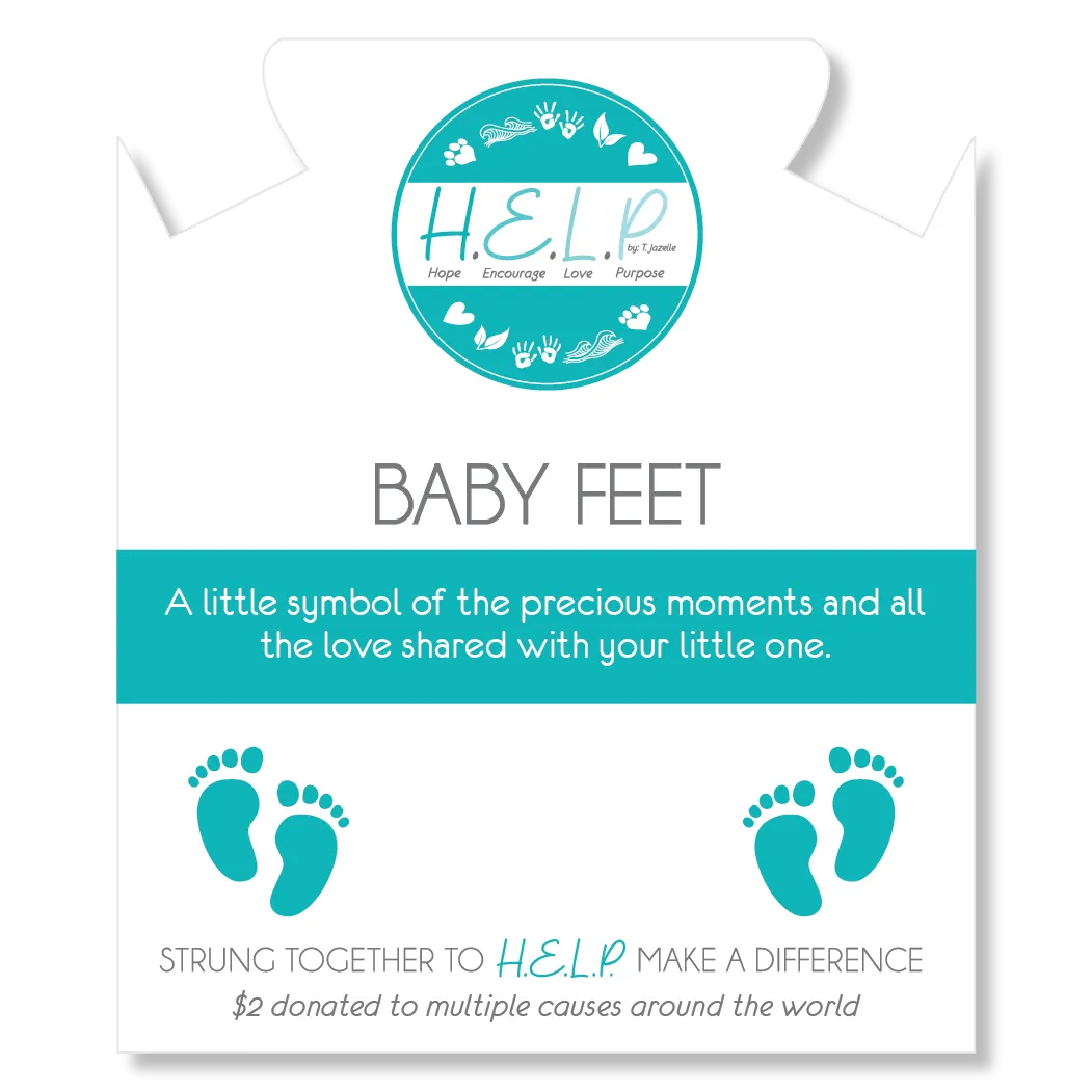 Baby Feet Charm with Lemonade Jade Charity Bracelet