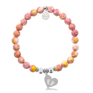 Baby Feet Charm with Lemonade Jade Charity Bracelet