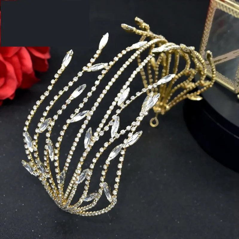 Baroque Crystal Hair Jewelry Rhinestone Headband Wedding Crown Tiara