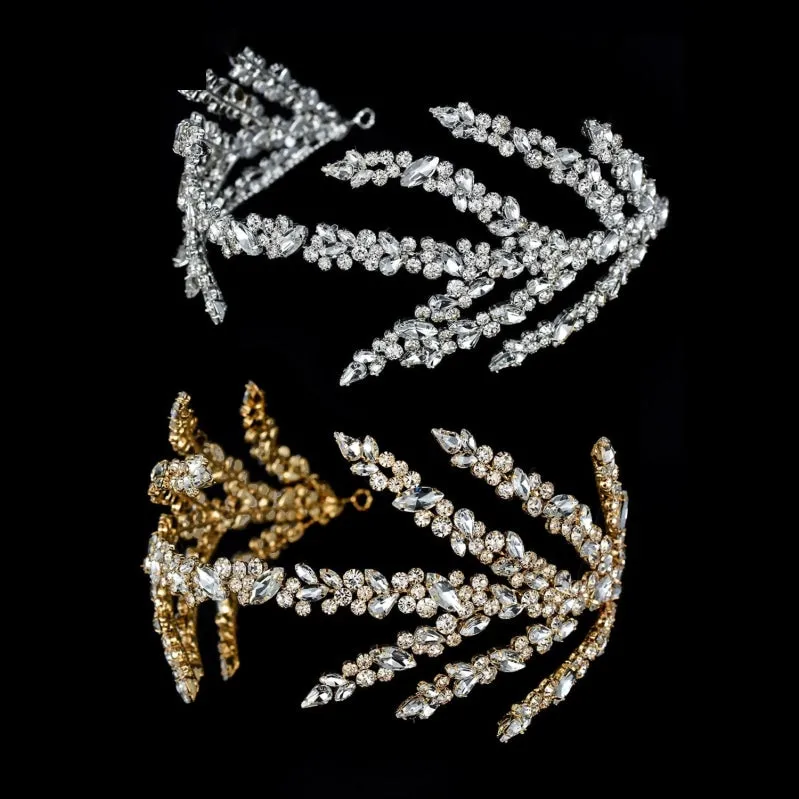 Baroque Crystal Hair Jewelry Rhinestone Headband Wedding Crown Tiara