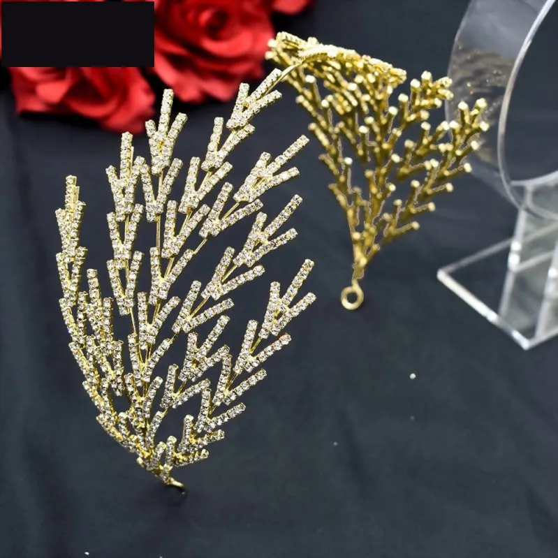 Baroque Crystal Hair Jewelry Rhinestone Headband Wedding Crown Tiara
