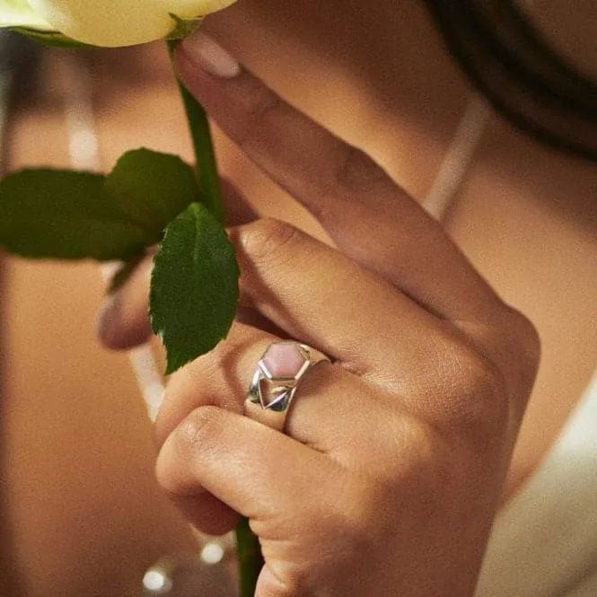 Beloved Bold Pink Opal Band Sterling Silver Ring JR08_SLV