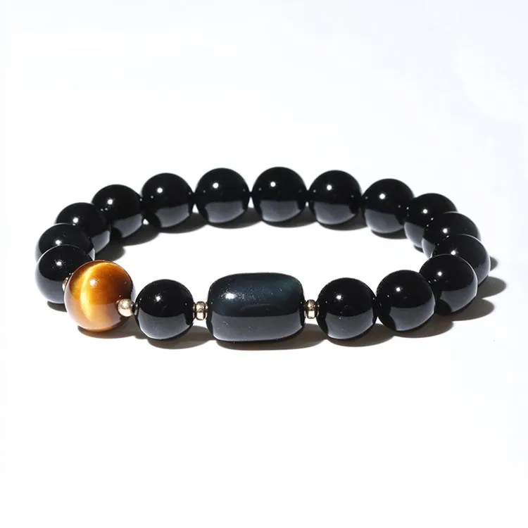 Black Onyx Tigereye Cat's eye Bead Bracelet Lovers Jewelry Women Men