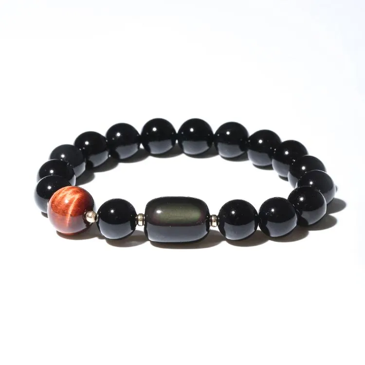 Black Onyx Tigereye Cat's eye Bead Bracelet Lovers Jewelry Women Men