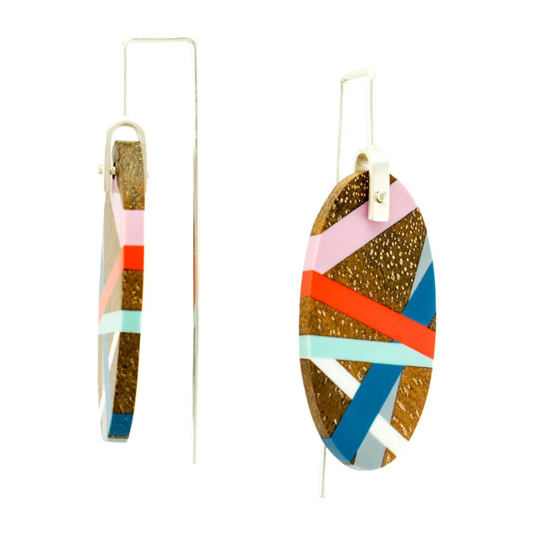 Blue Coral Wood Earrings