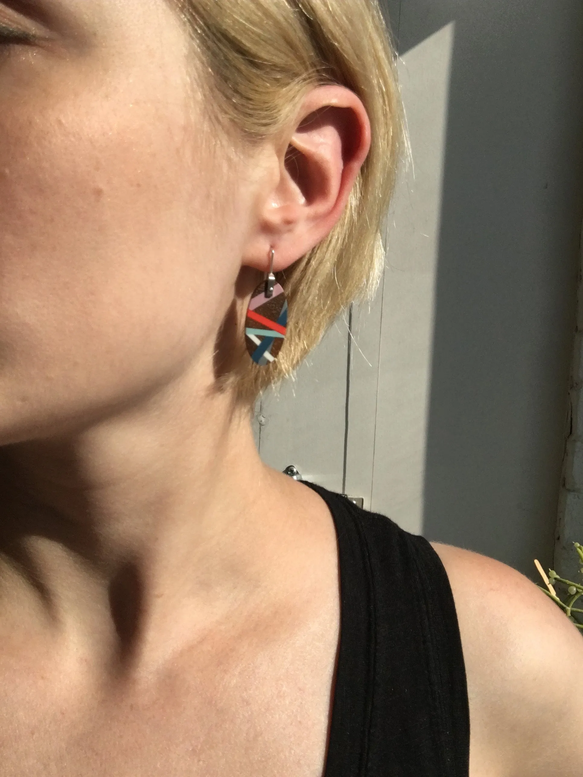 Blue Coral Wood Earrings