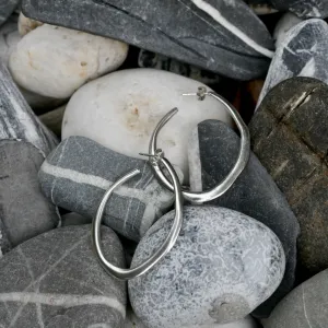 Carved Large Hoop Earrings -  Silver Jewellery UK