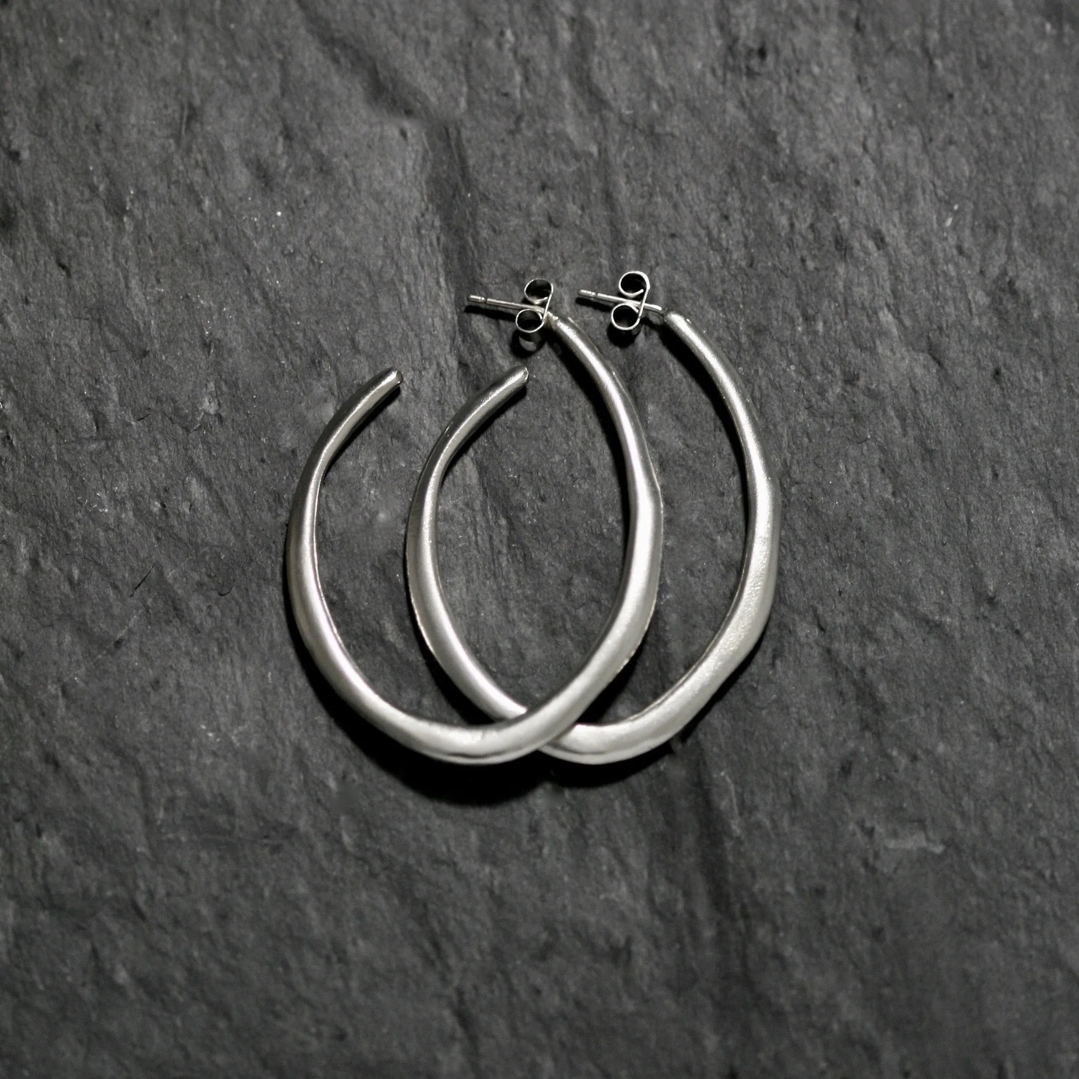 Carved Large Hoop Earrings -  Silver Jewellery UK