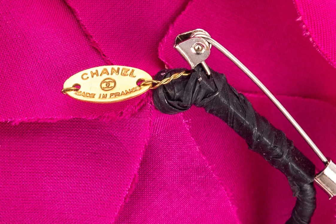 Chanel Camellia Brooch Dark Pink Color Small Size