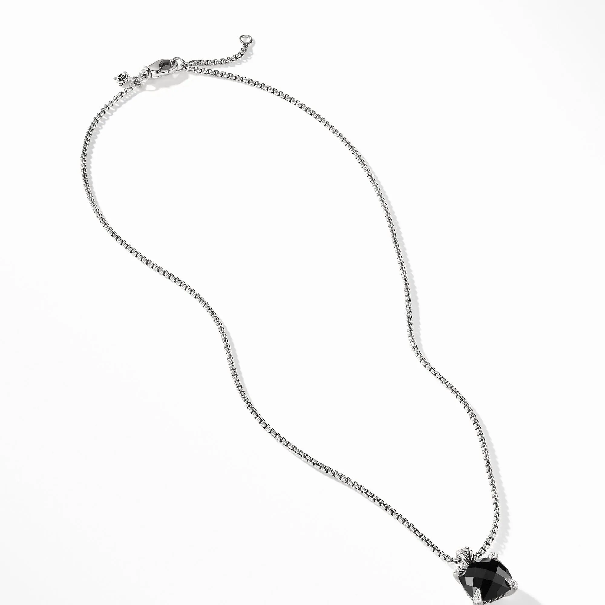 Chatelaine® Pendant Necklace with Black Onyx and Diamonds, 11mm