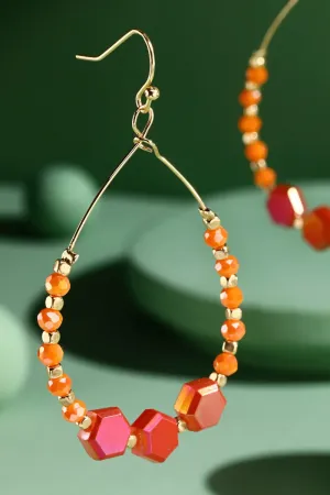 Circular Dangle Earrings with Glass Beads