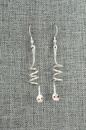 Coral & Sterling Silver Earrings - Joy Calavaza