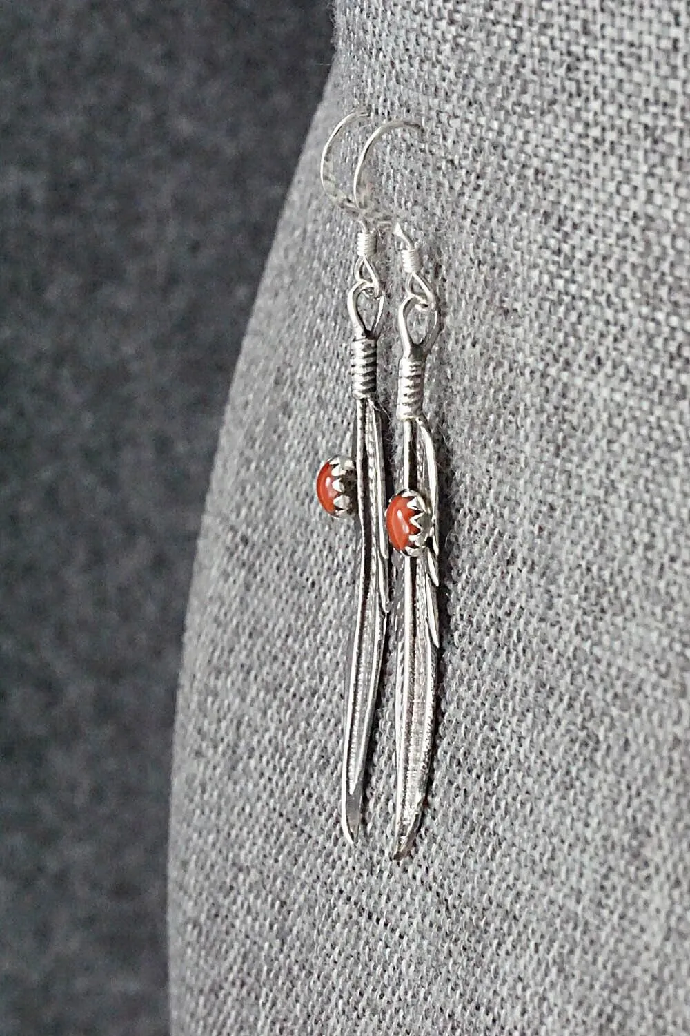 Coral & Sterling Silver Earrings - Louise Joe
