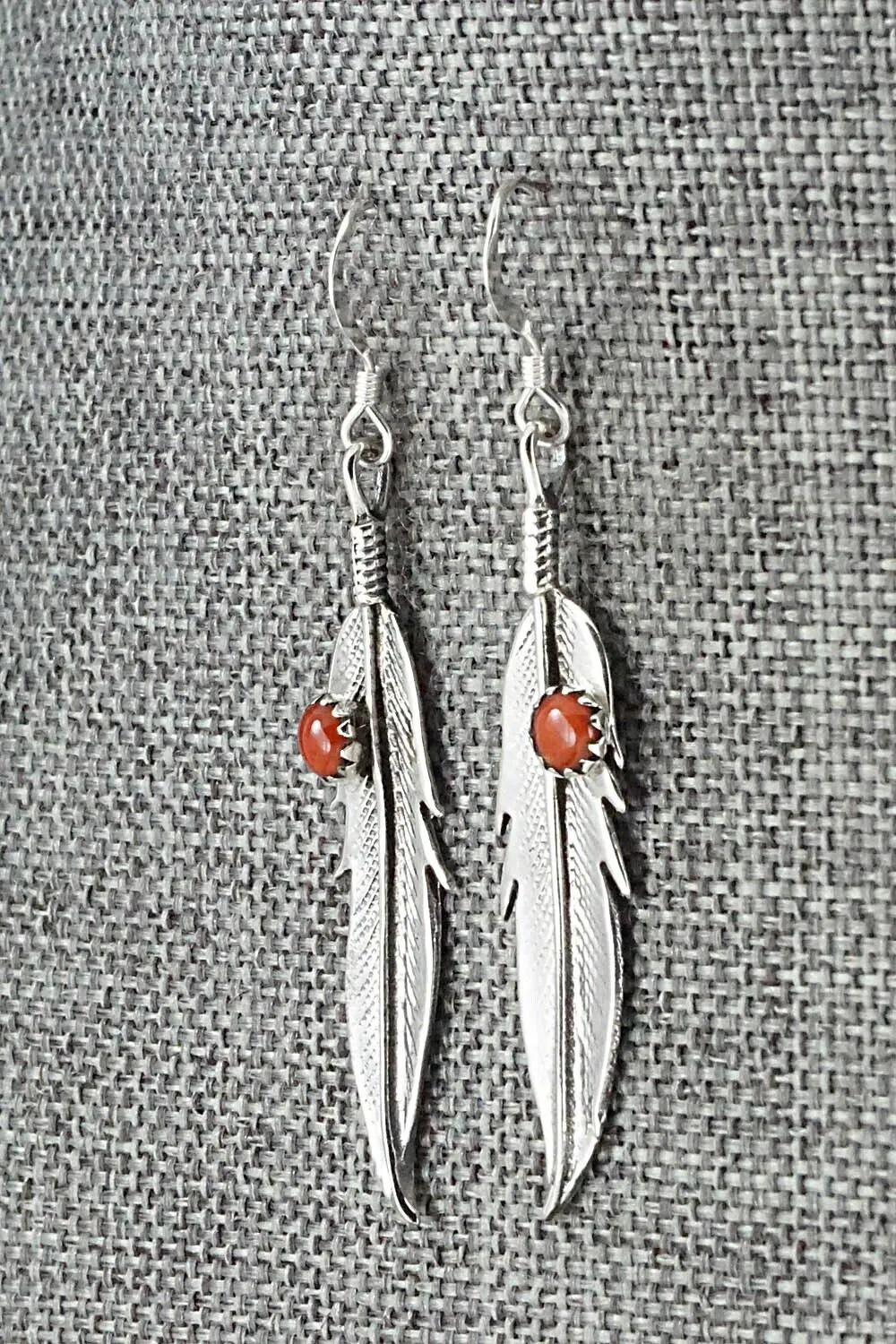Coral & Sterling Silver Earrings - Louise Joe