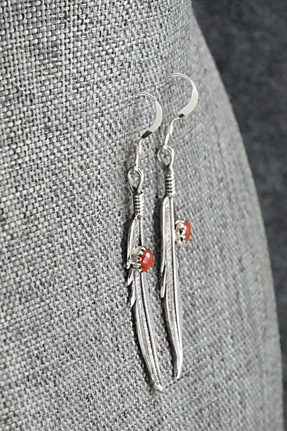 Coral & Sterling Silver Earrings - Louise Joe