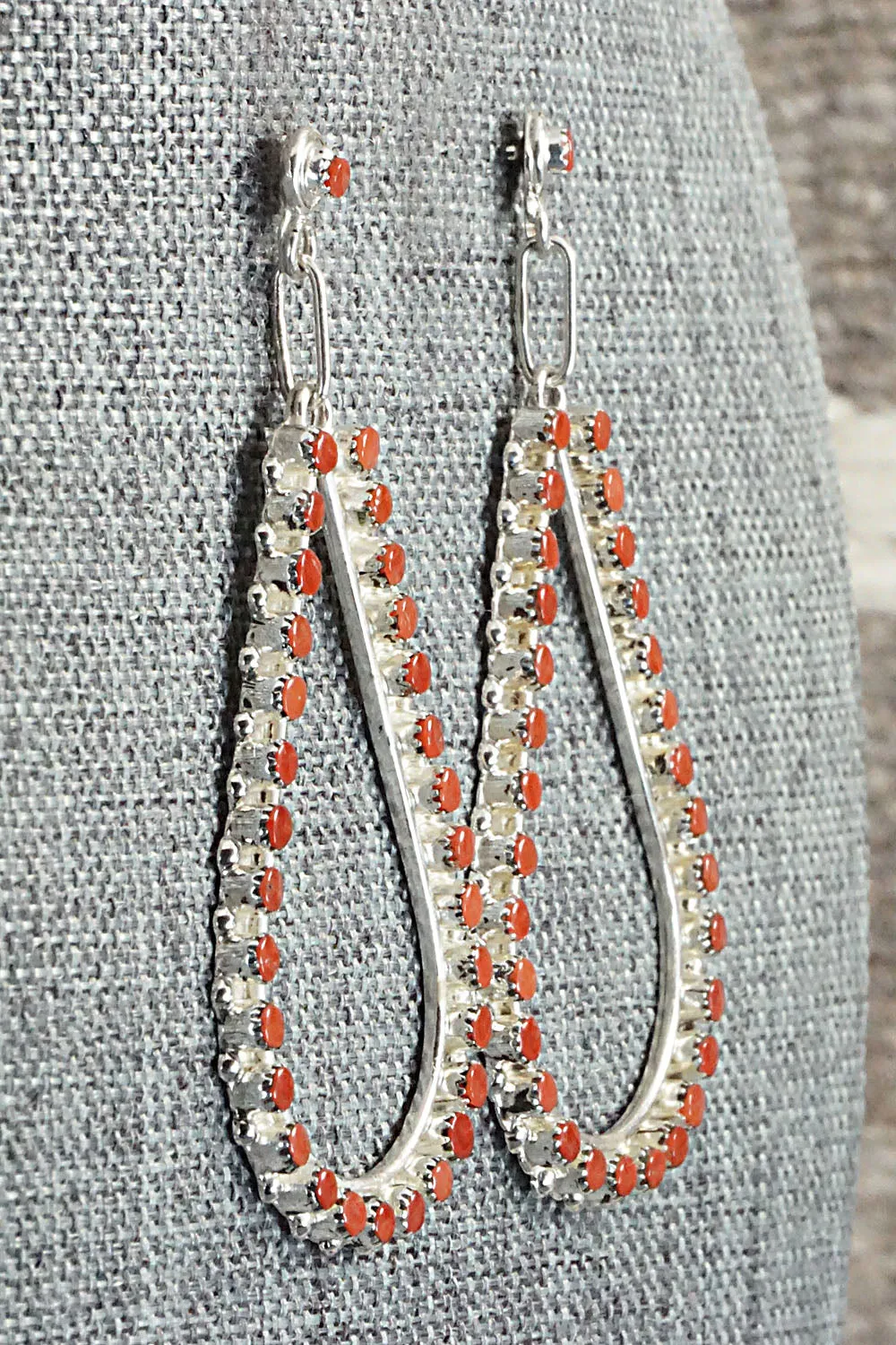 Coral & Sterling Silver Earrings - Marchelle Qualo