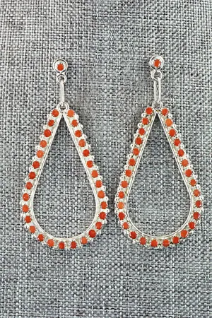 Coral & Sterling Silver Earrings - Marchelle Qualo
