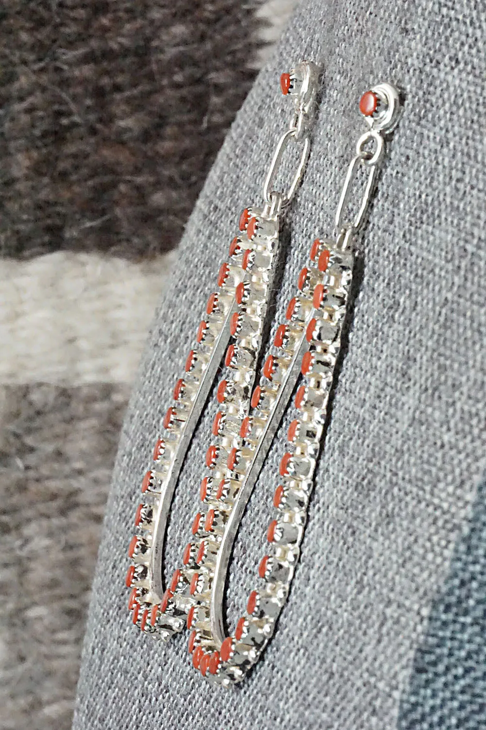 Coral & Sterling Silver Earrings - Marchelle Qualo