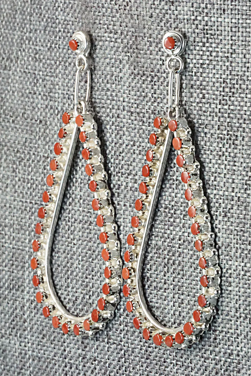 Coral & Sterling Silver Earrings - Marchelle Qualo