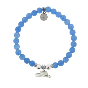 Cowboy Hat Charm with Azure Blue Jade Charity Bracelet