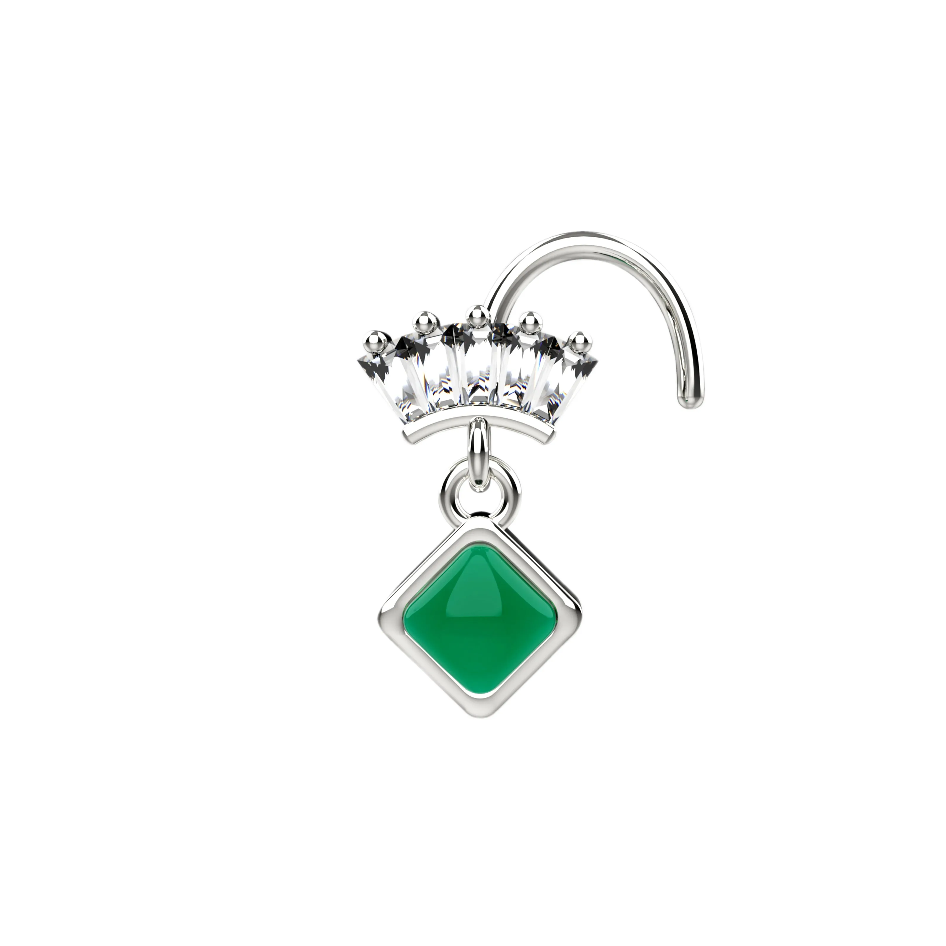 Crown Diamond Dangle Nose Ring – Gold Royal Nose Piercing Jewelry