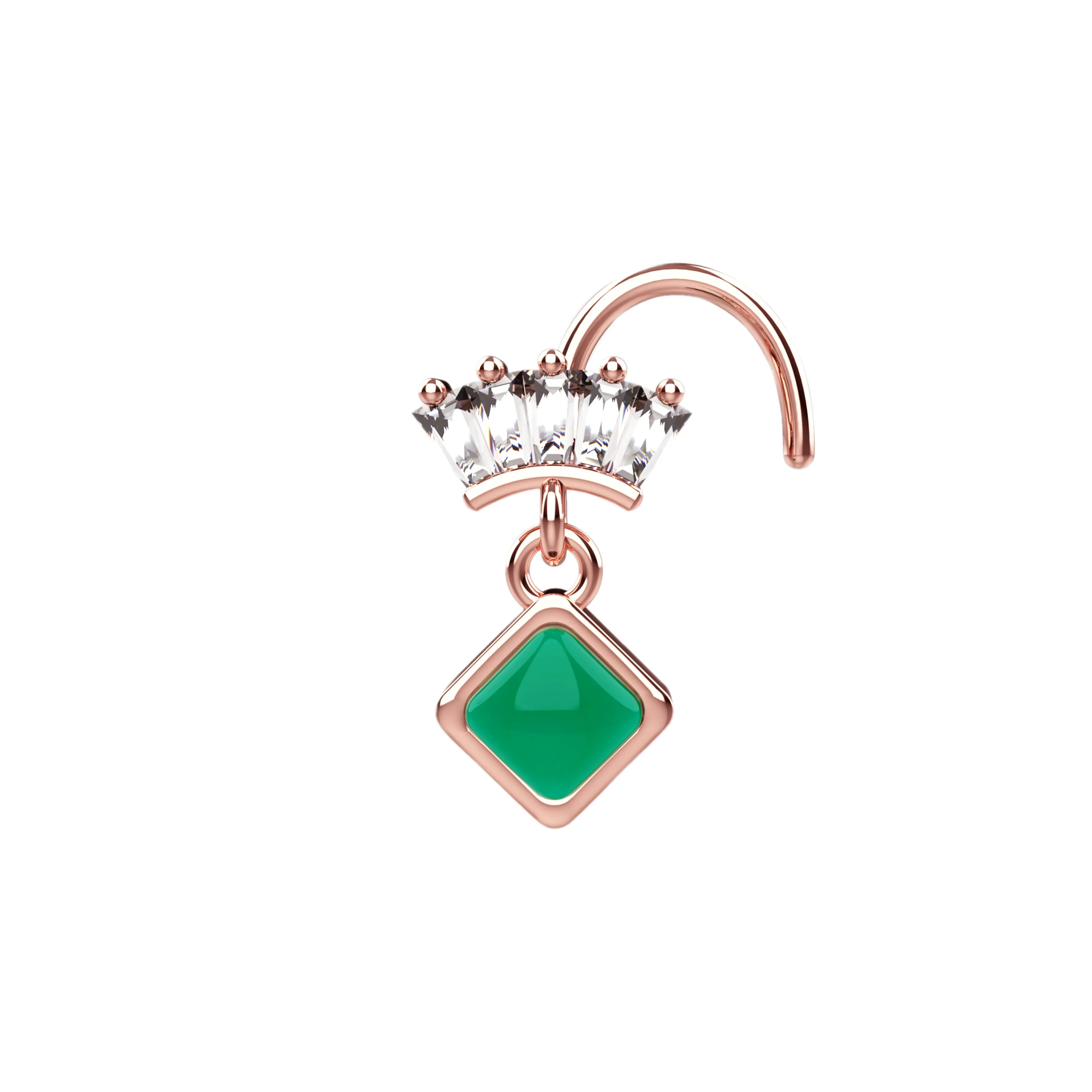 Crown Diamond Dangle Nose Ring – Gold Royal Nose Piercing Jewelry