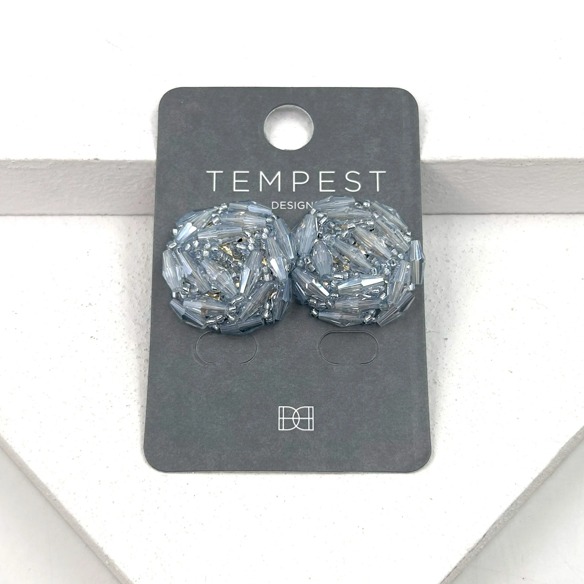 Cut glass encrusted beaded stud earrings