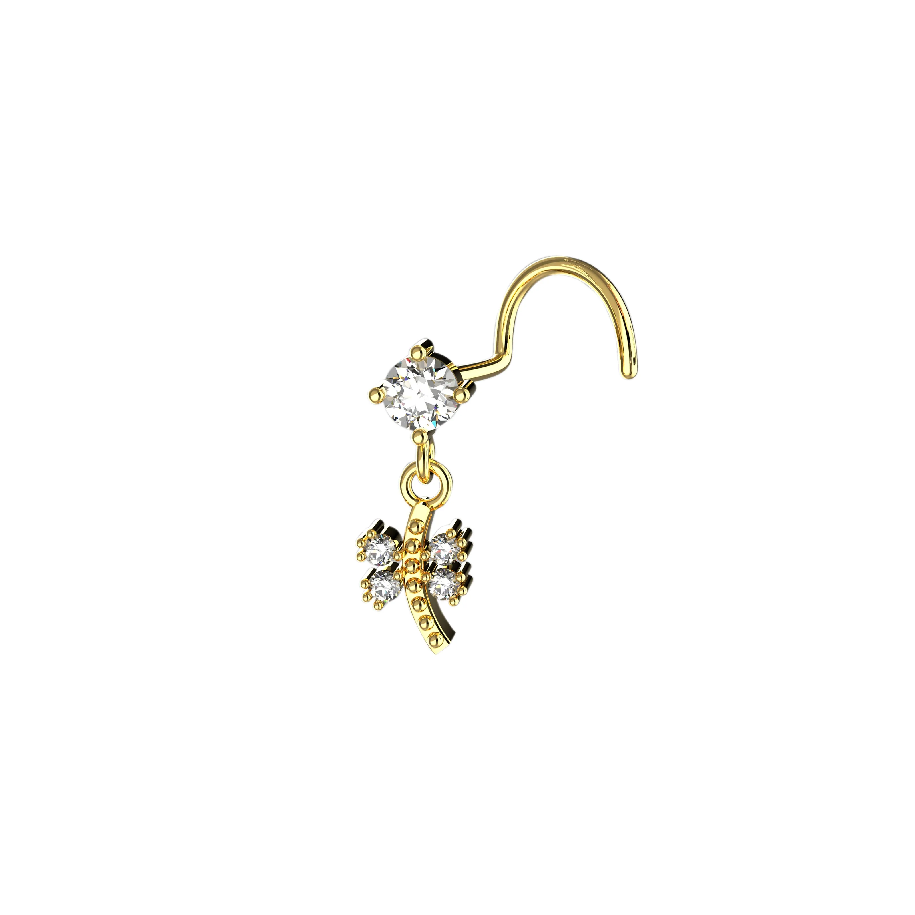 Cute Butterfly Gold Dangle Nose Ring – Indian Nose Jewelry