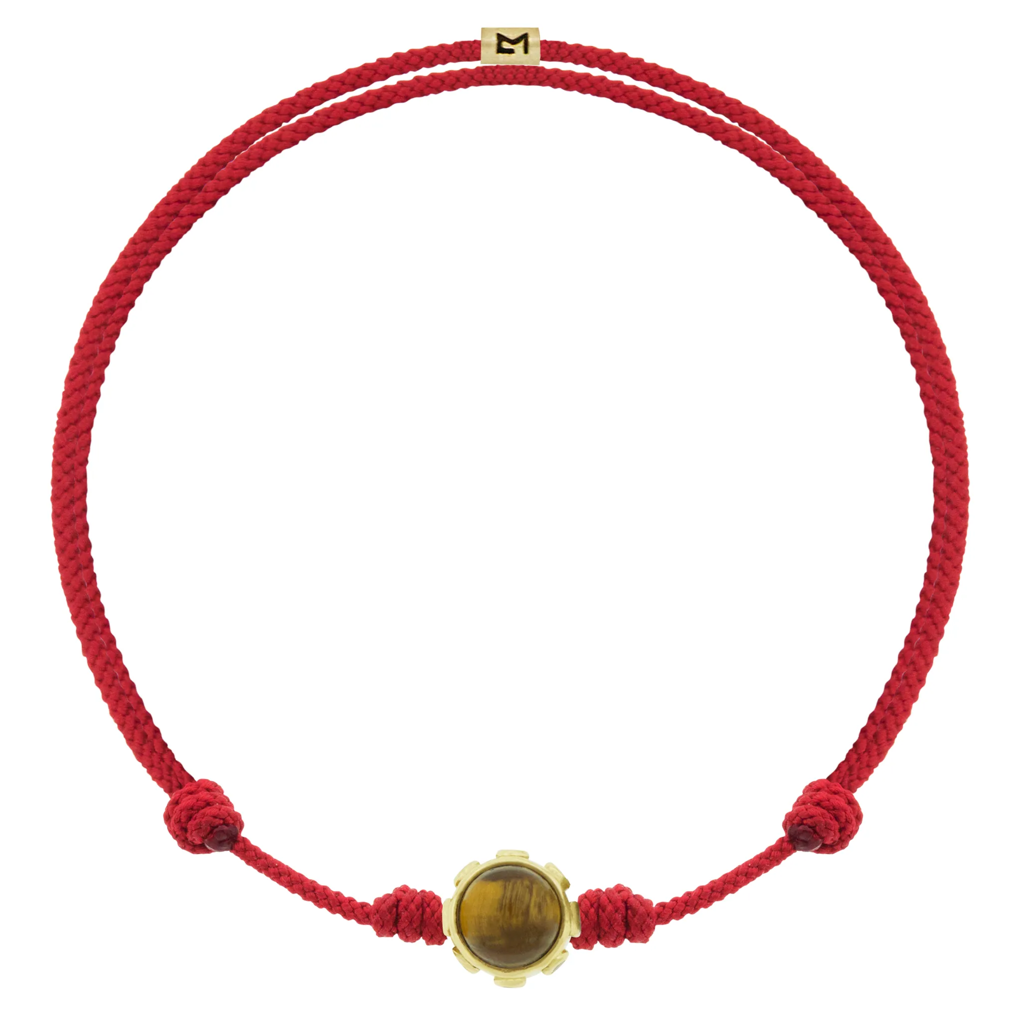Diamond & Gemstone Cabochon Bead on Red Cord Bracelet